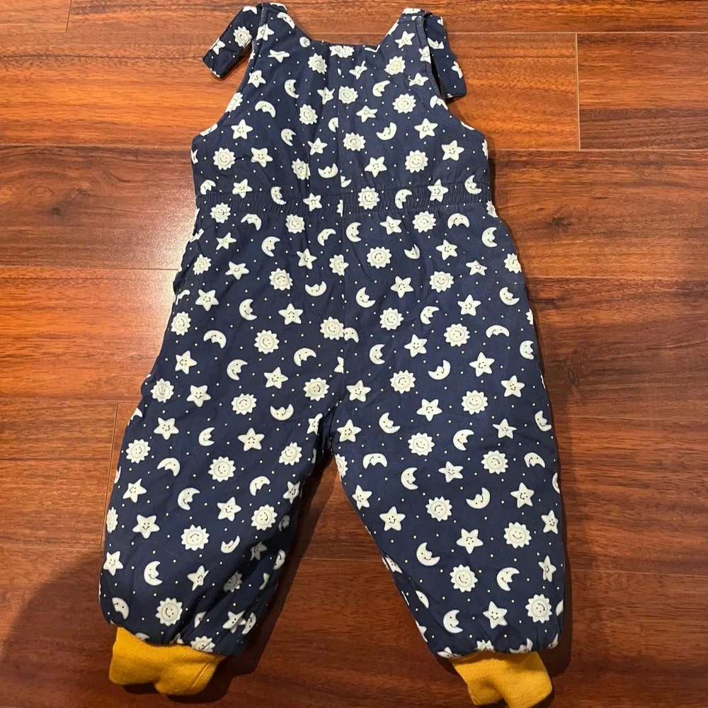 Vtg Gymboree Kids XS Navy Blue Celestial Sun Moon Star Quilted Snowsuit Bunting